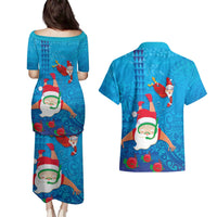 Hawaiian Santa Claus Snorkeling Couples Matching Puletasi and Hawaiian Shirt Kakau and Polynesian Pattern LT03 - Polynesian Pride