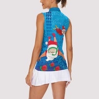 Hawaiian Santa Claus Snorkeling Women Sleeveless Polo Shirt Kakau and Polynesian Pattern LT03 - Polynesian Pride