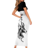 Personalised South Africa and New Zealand Short Sleeve Bodycon Dress Champion History Go Final 2023 Vintage Style LT03 - Polynesian Pride