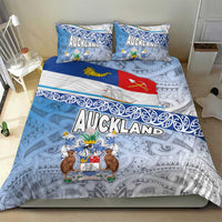 New Zealand Auckland Bedding Set Auckland's Flag and Coat of Arms - Koru Art Maori Pattern LT03 - Polynesian Pride
