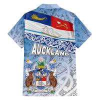 New Zealand Auckland Family Matching Puletasi and Hawaiian Shirt Auckland's Flag and Coat of Arms - Koru Art Maori Pattern LT03 - Polynesian Pride