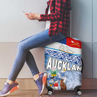 New Zealand Auckland Luggage Cover Auckland's Flag and Coat of Arms - Koru Art Maori Pattern