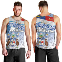 New Zealand Auckland Men Tank Top Auckland's Flag and Coat of Arms - Koru Art Maori Pattern LT03 - Polynesian Pride