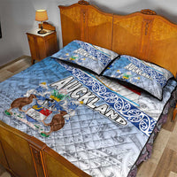 New Zealand Auckland Quilt Bed Set Auckland's Flag and Coat of Arms - Koru Art Maori Pattern LT03 - Polynesian Pride