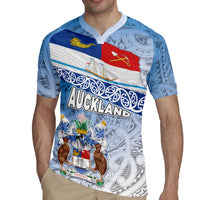 New Zealand Auckland Rugby Jersey Auckland's Flag and Coat of Arms - Koru Art Maori Pattern LT03 - Polynesian Pride