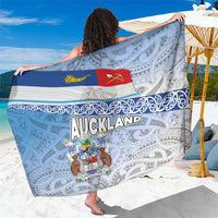 New Zealand Auckland Sarong Auckland's Flag and Coat of Arms - Koru Art Maori Pattern LT03 One Size 44 x 66 inches Light Blue - Polynesian Pride