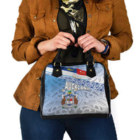 New Zealand Auckland Shoulder Handbag Auckland's Flag and Coat of Arms - Koru Art Maori Pattern LT03 - Polynesian Pride