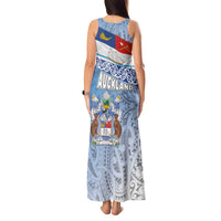 New Zealand Auckland Tank Maxi Dress Auckland's Flag and Coat of Arms - Koru Art Maori Pattern LT03 - Polynesian Pride
