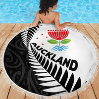 New Zealand Auckland Beach Blanket Auckland's Emblem and Silver Ferns - Maori Art Tattoo LT03 - Polynesian Pride