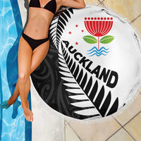 New Zealand Auckland Beach Blanket Auckland's Emblem and Silver Ferns - Maori Art Tattoo LT03 - Polynesian Pride