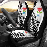 New Zealand Auckland Car Seat Cover Auckland's Emblem and Silver Ferns - Maori Art Tattoo LT03 - Polynesian Pride