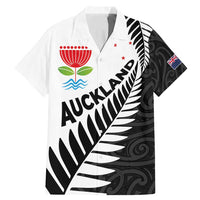 New Zealand Auckland Family Matching Mermaid Dress and Hawaiian Shirt Auckland's Emblem and Silver Ferns - Maori Art Tattoo LT03 Dad's Shirt - Short Sleeve Light Blue - Polynesian Pride