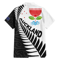 New Zealand Auckland Hawaiian Shirt Auckland's Emblem and Silver Ferns - Maori Art Tattoo LT03 - Polynesian Pride