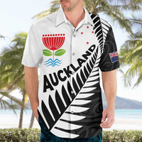 New Zealand Auckland Hawaiian Shirt Auckland's Emblem and Silver Ferns - Maori Art Tattoo LT03 - Polynesian Pride