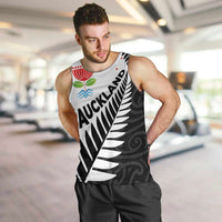 New Zealand Auckland Men Tank Top Auckland's Emblem and Silver Ferns - Maori Art Tattoo LT03 Light Blue - Polynesian Pride