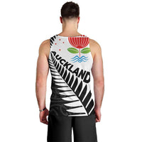 New Zealand Auckland Men Tank Top Auckland's Emblem and Silver Ferns - Maori Art Tattoo LT03 - Polynesian Pride