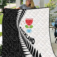 New Zealand Auckland Quilt Auckland's Emblem and Silver Ferns - Maori Art Tattoo LT03 Light Blue - Polynesian Pride