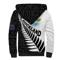 New Zealand Auckland Sherpa Hoodie Auckland's Emblem and Silver Ferns - Maori Art Tattoo LT03 - Polynesian Pride