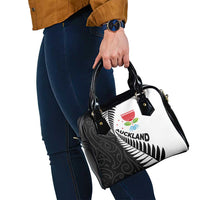 New Zealand Auckland Shoulder Handbag Auckland's Emblem and Silver Ferns - Maori Art Tattoo LT03 - Polynesian Pride