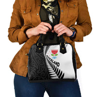New Zealand Auckland Shoulder Handbag Auckland's Emblem and Silver Ferns - Maori Art Tattoo LT03 - Polynesian Pride