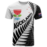 New Zealand Auckland T Shirt Auckland's Emblem and Silver Ferns - Maori Art Tattoo LT03 Light Blue - Polynesian Pride