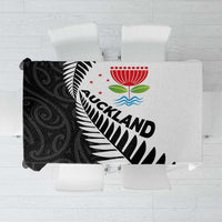 New Zealand Auckland Tablecloth Auckland's Emblem and Silver Ferns - Maori Art Tattoo LT03 Light Blue - Polynesian Pride