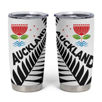 New Zealand Auckland Tumbler Cup Auckland's Emblem and Silver Ferns - Maori Art Tattoo LT03 Light Blue - Polynesian Pride