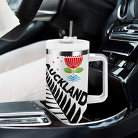New Zealand Auckland Tumbler With Handle Auckland's Emblem and Silver Ferns - Maori Art Tattoo LT03 - Polynesian Pride