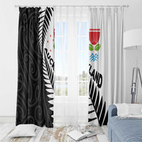 New Zealand Auckland Window Curtain Auckland's Emblem and Silver Ferns - Maori Art Tattoo LT03 - Polynesian Pride
