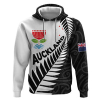 New Zealand Auckland Zip Hoodie Auckland's Emblem and Silver Ferns - Maori Art Tattoo LT03 Pullover Hoodie Light Blue - Polynesian Pride