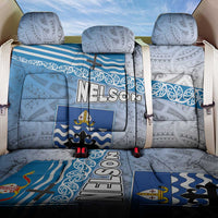 New Zealand Nelson Back Car Seat Cover Nelson's Flag and Seal - Maori Art Tattoo LT03 One Size White - Polynesian Pride