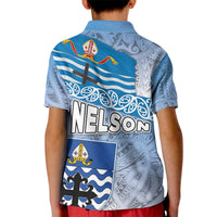 New Zealand Nelson Kid Polo Shirt Nelson's Flag and Seal - Maori Art Tattoo LT03 - Polynesian Pride