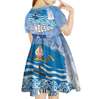 New Zealand Nelson Kid Short Sleeve Dress Nelson's Flag and Seal - Maori Art Tattoo LT03 - Polynesian Pride