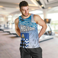 New Zealand Nelson Men Tank Top Nelson's Flag and Seal - Maori Art Tattoo LT03 White - Polynesian Pride