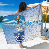 New Zealand Nelson Sarong Nelson's Flag and Seal - Maori Art Tattoo LT03 One Size 44 x 66 inches White - Polynesian Pride
