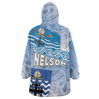 New Zealand Nelson Wearable Blanket Hoodie Nelson's Flag and Seal - Maori Art Tattoo LT03 - Polynesian Pride