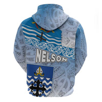 New Zealand Nelson Zip Hoodie Nelson's Flag and Seal - Maori Art Tattoo LT03 - Polynesian Pride