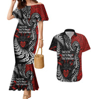 Aotearoa Toitu Te Tiriti Couples Matching Mermaid Dress and Hawaiian Shirt New Zealand Honour the Treaty - Te Tiriti Is Us LT03 Red - Polynesian Pride