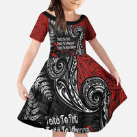 Aotearoa Toitu Te Tiriti Family Matching Off Shoulder Maxi Dress and Hawaiian Shirt New Zealand Honour the Treaty - Te Tiriti Is Us LT03 Daughter's Dress Red - Polynesian Pride