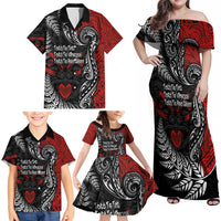 Aotearoa Toitu Te Tiriti Family Matching Off Shoulder Maxi Dress and Hawaiian Shirt New Zealand Honour the Treaty - Te Tiriti Is Us LT03 - Polynesian Pride