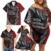 Aotearoa Toitu Te Tiriti Family Matching Off Shoulder Short Dress and Hawaiian Shirt New Zealand Honour the Treaty - Te Tiriti Is Us LT03 - Polynesian Pride