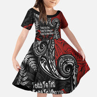 Aotearoa Toitu Te Tiriti Family Matching Tank Maxi Dress and Hawaiian Shirt New Zealand Honour the Treaty - Te Tiriti Is Us LT03 Daughter's Dress Red - Polynesian Pride