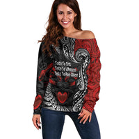 Aotearoa Toitu Te Tiriti Off Shoulder Sweater New Zealand Honour the Treaty - Te Tiriti Is Us LT03 Women Red - Polynesian Pride