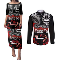 Aotearoa Toitu Te Tiriti Couples Matching Puletasi and Long Sleeve Button Shirt New Zealand Honour the Treaty - Fight Together LT03 Red - Polynesian Pride