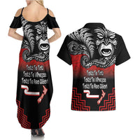 Aotearoa Toitu Te Tiriti Couples Matching Summer Maxi Dress and Hawaiian Shirt New Zealand Honour the Treaty - Fight Together LT03 - Polynesian Pride