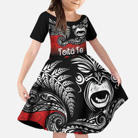 Aotearoa Toitu Te Tiriti Family Matching Off Shoulder Maxi Dress and Hawaiian Shirt New Zealand Honour the Treaty - Fight Together LT03 Daughter's Dress Red - Polynesian Pride
