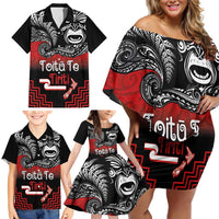 Aotearoa Toitu Te Tiriti Family Matching Off Shoulder Short Dress and Hawaiian Shirt New Zealand Honour the Treaty - Fight Together LT03 - Polynesian Pride