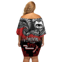 Aotearoa Toitu Te Tiriti Off Shoulder Short Dress New Zealand Honour the Treaty - Fight Together LT03 - Polynesian Pride