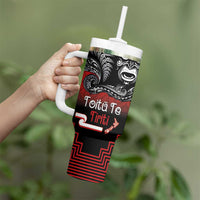 Aotearoa Toitu Te Tiriti Tumbler With Handle New Zealand Honour the Treaty - Fight Together LT03 - Polynesian Pride