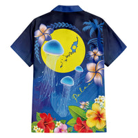 Palau Jellyfish Family Matching Puletasi and Hawaiian Shirt Ocean Heritage Tropical Plants - Polynesian Pride